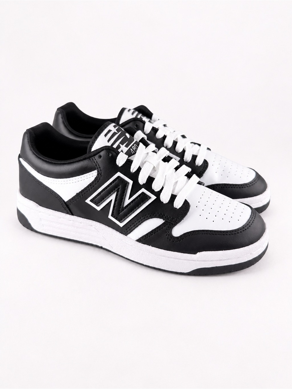 Size 7Y/8.5W- New Balance 480 Black and White Low-Top Sneakers